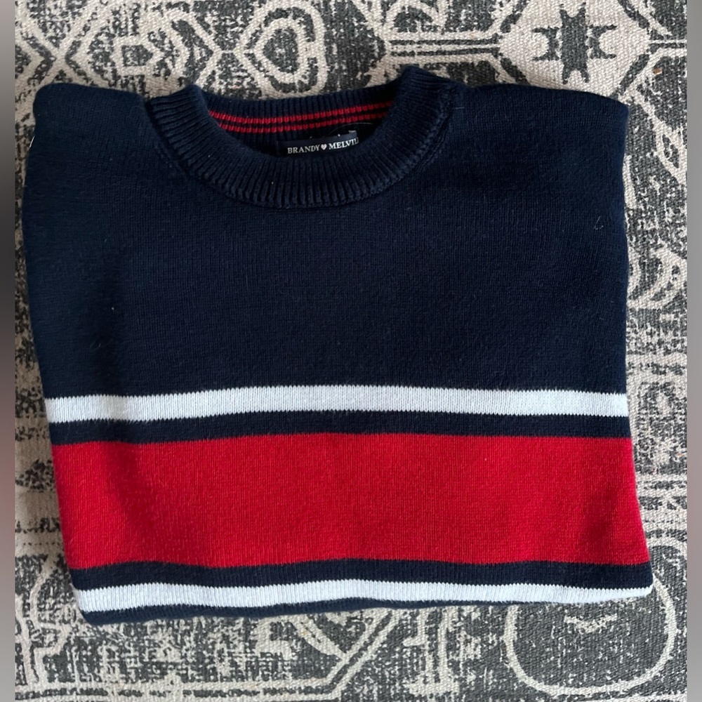 NWOT Brandy Melville Red & White Stripped Sweater: Size M - Picture 3 of 3